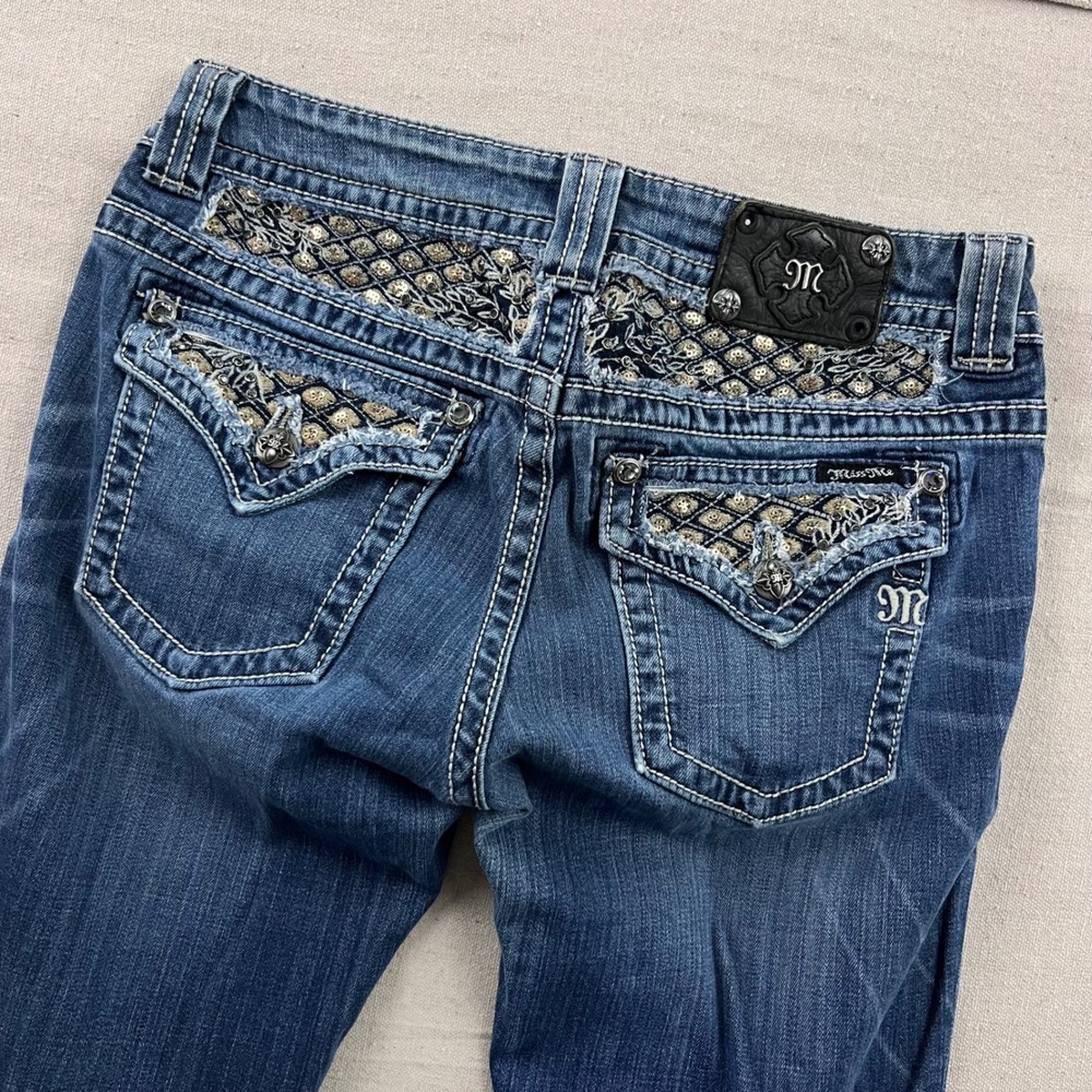Miss Me JP5645B Bootcut Jeans Dark Wash Embellished Flap Pocket‎ Womens 30